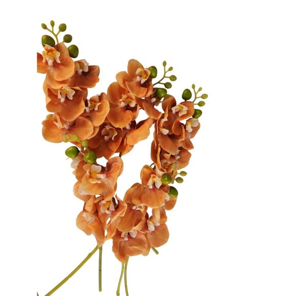 Artificial Orange Orchid Stem | Phalaenopsis Faux Flower | Realistic Silk Orchid - Picture 4 of 8